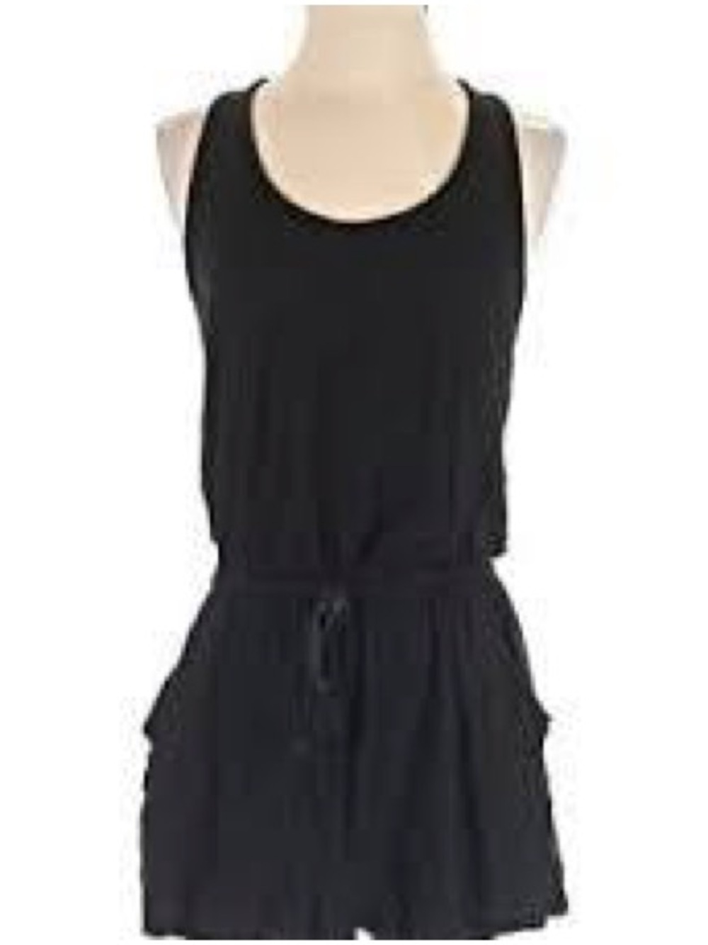 aerie Black Sleeveless Tank Bodysuit with Drawstring Waist XS